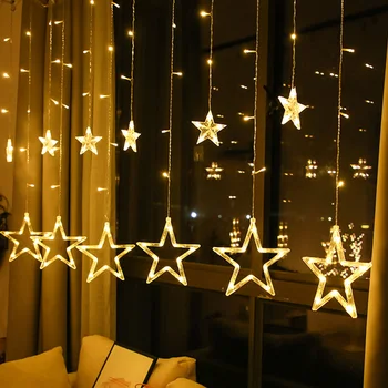 2.5 M Luces de Navidad LED de la Estrella de la Cortina de la Cadena de Luz de 220V de Hadas de la Luz al aire libre de Interior de la Guirnalda Para la Fiesta de la Boda Decoración navideña