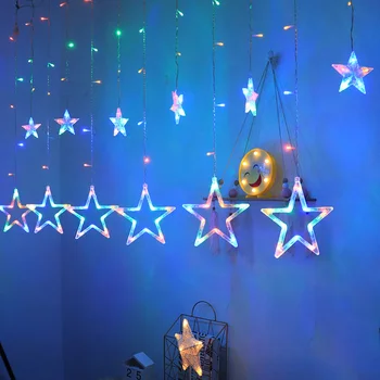 2.5 M Luces de Navidad LED de la Estrella de la Cortina de la Cadena de Luz de 220V de Hadas de la Luz al aire libre de Interior de la Guirnalda Para la Fiesta de la Boda Decoración navideña