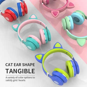 Nuevo Colorido contraste Bluetooth headhand Orejas de Gato lindo con Cancelación de Ruido de los Niños Auricular Bluetooth 5.0 de auriculares Con Micrófono Grils Regalo
