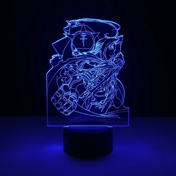 Fullmetal Alchemist 3D de la Lamparita de la APLICACIÓN de Control para la Decoración de la Habitación de los Niños USB Alimentado a Batería de Regalo de Cumpleaños Colorido Lámpara de Mesa
