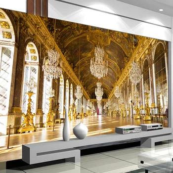 Fotos personalizadas Golden Palace Sala Póster de la Pintura de la Pared de Lujo de Estilo Europeo Sofá de la Sala Dormitorio Mural de papel pintado Para Paredes en 3D