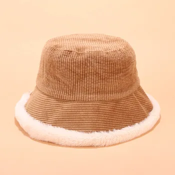 2020 Otoño Invierno Cubo de Sombreros de las Mujeres de Pana Sombrero de Panamá Gruesa Caliente de la Felpa de Pescadores Cap Para Niña de prensado de la Cuenca del Sombrero kapelusz