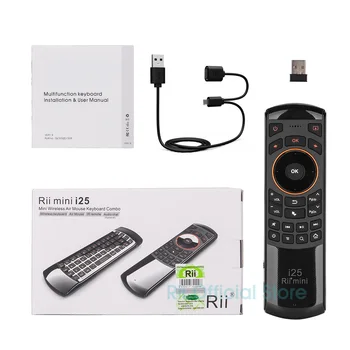 Rii Mini i25 Teclado Ratón de Aire Control Remoto 2.4 G Wireless francés AZERTY para Smart Android TV Box de IPTV HTPC