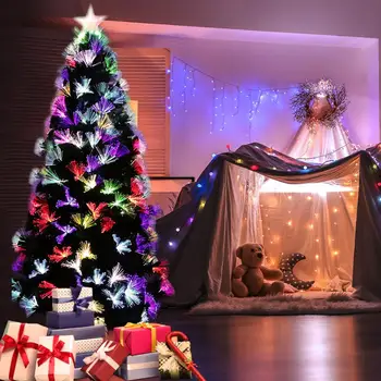 6/7 ft/ft 8 Árboles de Navidad Artificiales con Luces de Casa de Vacaciones de la Decoración de la Nieve Acudieron Árbol de Navidad Año Nuevo Árbol Verde-WWO66