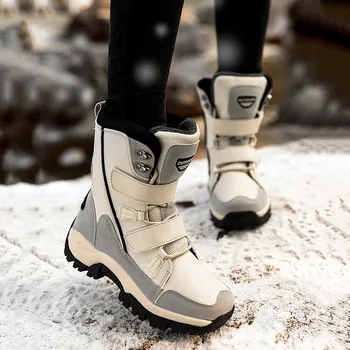De alta calidad de botas de invierno de las mujeres 2021 invierno nueva tibia plus de terciopelo botas para la nieve de mujer casual encaje hasta zapatos de mujer botas de talla plus