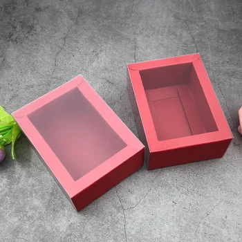 20pcs Múltiples tamaño de Esmerilado Manga Cajón Tipo Cajas de Papel Cubierta Transparente de Artesanía hechas a Mano Caja de Jabón para la Fiesta de la Boda de Embalaje de Regalo