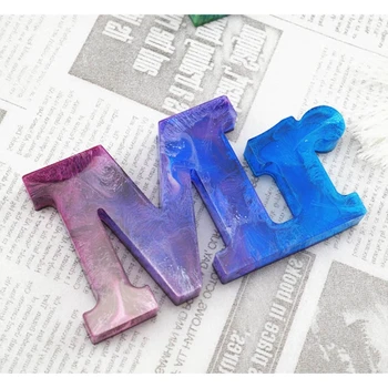 Pack de 3 DIY Alfabeto Letra de Mr & Mrs Resina de Epoxy de Moldes de Fundición de Arte de las Herramientas de M2EA