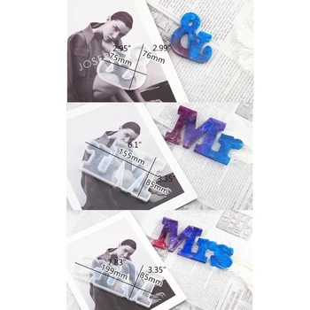 Pack de 3 DIY Alfabeto Letra de Mr & Mrs Resina de Epoxy de Moldes de Fundición de Arte de las Herramientas de M2EA