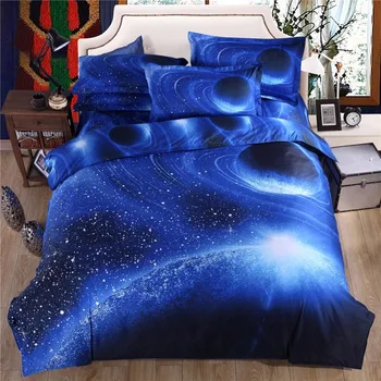 3D Misterioso Infinito Galaxy Espacio Exterior, ropa de Cama Conjunto de Poliéster de Algodón Edredón Cubierta Plana de la Hoja de Almohada de Doble Tamaño Queen