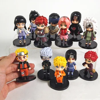 Naruto Shippuden Naruto Hinata Sakura Sasuke Itachi Kakashi Gaara Jiraiya PVC Figuras Coleccionables, Juguetes 12pcs/set