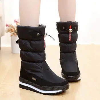 Invierno zapatos de las mujeres botas de 2021 sólida impermeable zapatos de mujer caliente de la felpa de la mitad de la pantorrilla de la cremallera de invierno botas de nieve zapatos de las mujeres botas mujer