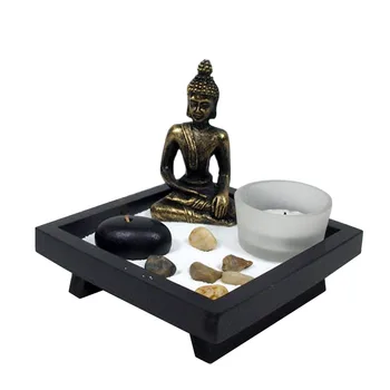 Mesa de Jardín de Meditación Estatua de Buda con Candelita Poseedor de Incienso Rocas de Arena de la Decoración del Hogar Relajante Regalo
