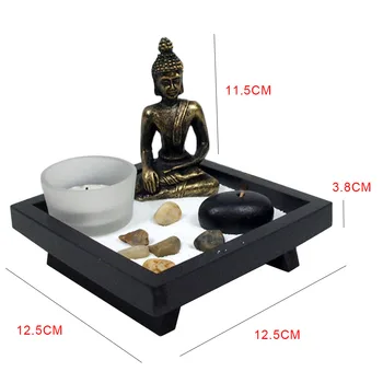 Mesa de Jardín de Meditación Estatua de Buda con Candelita Poseedor de Incienso Rocas de Arena de la Decoración del Hogar Relajante Regalo