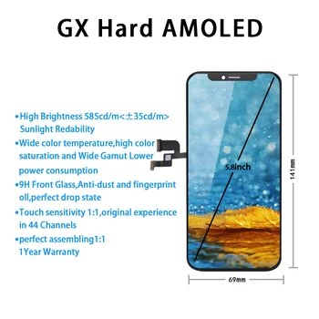 5Pcs/lotQuality AAA Gx AMOLED Ningún Pixel Muerto Para el iPhone X XS Max LCD de Pantalla Táctil Digitalizador Asamblea de Reemplazo de Pantalla