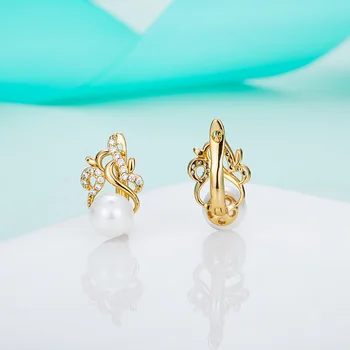 MAIKALE de Moda de Oro en Forma de Flor CZ Stud Aretes con Perlas de Circonio Cúbico de Cristal Aretes para las Mujeres de la Joyería Lindo Regalos