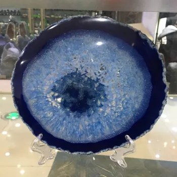 150mm Gran AZUL Ágata de la Rebanada de Geode Pulido Cristal de Cuarzo