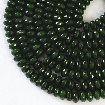Verde Natural Malasia piedra calcedonia jades 2X4mm 4X6mm 5X8mm facetas rondelle ábaco suelta perlas de la joyería 15inch B153
