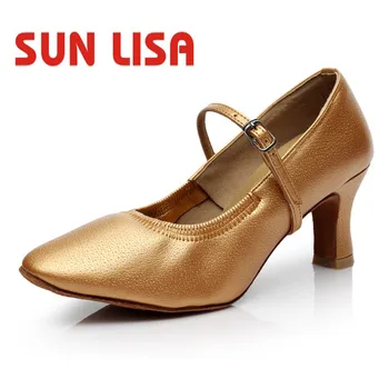 SOL LISA de gama Alta de piel de cerdo de las Mujeres de la Señora de Baile Zapatos Con Tacones Salón de baile Moderno Baile latino Zapatos