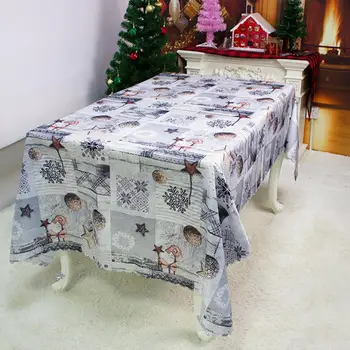 Mesa de navidad de tela Partido de la Cena de Año Nuevo Impreso SnowflakesRectangle Mantel de Navidad de la Cubierta de la Mesa Decoraciones