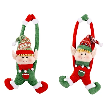Feliz Navidad Elf Muñeca Juguetes para el Hogar Adornos para los Niños Regalo Elástica de la Cortina de la Hebilla de la Decoración Linda Muñeca de la Felpa Juguete Suave