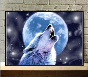 5D BRICOLAJE Diamante Pintura Rugido de lobo de luna Llena de Perforación de Diamante Bordado de punto de Cruz Mosaico de la Decoración de la pared de la Costura de Halloween de Regalo