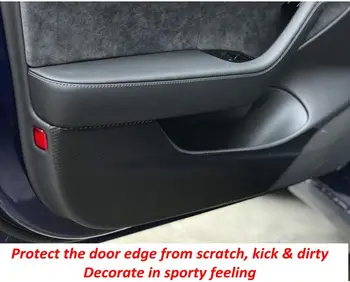 La Puerta de su coche Anti-Kick Envoltura de Vinilo de la etiqueta Engomada el Borde de la Puerta de la Guardia Protector de Fibra de Carbono Para el Tesla Model 3 de Decoración Accesorios 4 PCS