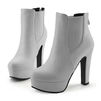 Sarairis 2018 Gran Tamaño 34-50 Banda Elástica de la Plataforma de Tobillo Botas Mujer Zapatos de Tacones Cuadrados de Nave de Zapatos de Mujer Botas de Mujer