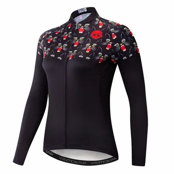 2019 Ciclismo jersey de las Mujeres de la Bici jersey de manga Larga de MTB Superior Maillot de la Carretera de deportes de Montaña camisetas de racing blusa de la mujer de Negro de desgaste
