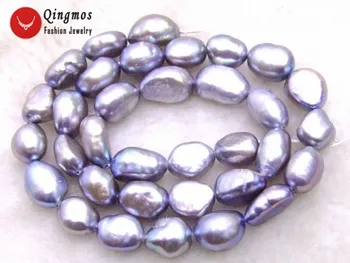 Qingmos Naranja BARROCO cuentas de Perlas para la Joyería DIY Collar Pulsera con Piedra de la Gema 7-9mm Perla Suelta Hebra de 14