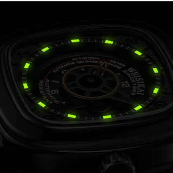 WEISIKAI Reloj Automático de los Hombres de la Plaza Creativo Mecánico Automático Relojes Luminoso Impermeable reloj de Pulsera Masculino Deporte Reloj 6010