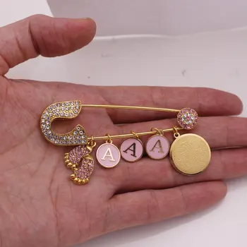 Personalizar el nombre de AYATUL KURSI rosa broche bebé pin islam joyería