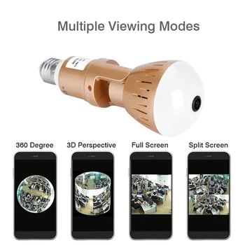 2.0 MP Bombilla Wifi Panorámicas de 360 Grados de la Cámara Inalámbrica de la Bombilla de Ojo de pez de la Cámara Cctv de la Smart Home 3D VR luz de Seguridad Wifi de la Cámara