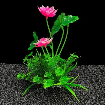Lotus Decoración De Acuarios Suministros Tanque De Peces De Jardinería De Simulación De Plantas Acuáticas De Hoja De Loto Falso Flores De Plástico Accesorios