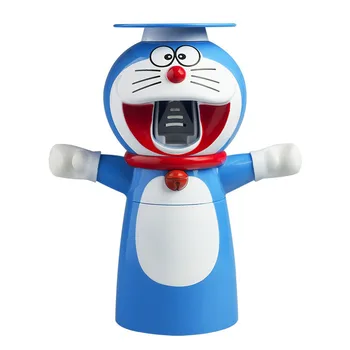 Creativo de dibujos animados Doraemon Automático Dispensador de Pasta de dientes Exprimidor de Montaje en Pared Soporte a prueba de Polvo de la Copa #