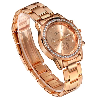 La mujer de Ginebra Clásico de los Relojes de Pulsera de Lujo de diamantes de imitación Reloj de las Mujeres Relojes de Oro Rosa Relojes de las Mujeres de Mujeres del Reloj Reloj Mujer