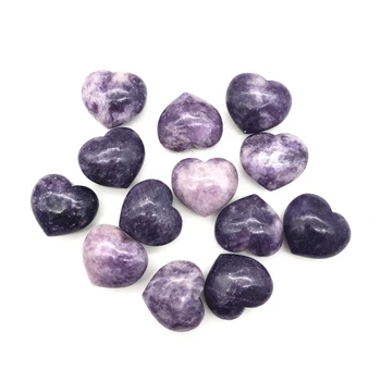 Hermosa 1PC Natural Púrpura Lepidolite en Forma de Corazón de Cristal de Cuarzo de Sanación Reiki de Piedra BRICOLAJE Naturales de Cristales de Cuarzo