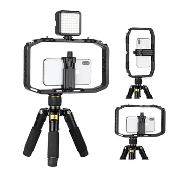 Dual Portátil de Vídeo Aparejo de DSLR estabilizador de Vídeo de la Cámara de la Jaula para Canon Gopro 5 6 7 soporte para Teléfono