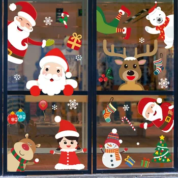2020 Navidad Pegatinas de Ventana de Feliz Navidad Decoraciones para el Hogar de la Pared de Cristal Pegatinas de Año Nuevo en Casa Calcomanías Pegatinas de Ventana