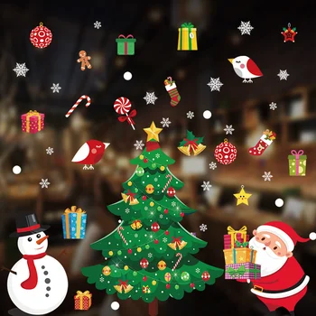 2020 Navidad Pegatinas de Ventana de Feliz Navidad Decoraciones para el Hogar de la Pared de Cristal Pegatinas de Año Nuevo en Casa Calcomanías Pegatinas de Ventana