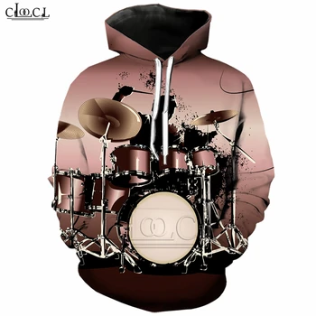 Clásico de Instrumentos Musicales de Percusión Hombres Sudaderas Impreso en 3D Otoño Sudadera con capucha de Tambores Chándal, Ropa Casual, ropa Deportiva Tops T242