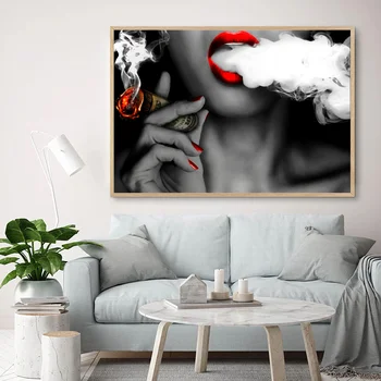 4 Estilos de Graffiti Dólar de Dinero Nubes de Arte de Pared de Pinturas en Lienzo de Chica sexy labios Resumen Cartel de Fotos de la Sala de estar Decoración