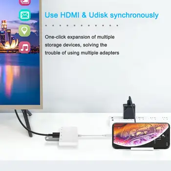Lightning A 1080P HDMI Cable USB SD TF Lector de Tarjetas de AV Digital de TV OTG Adaptador Concentrador Para el iPhone X XR XS 11Pro Max SE iPad Mini Pro