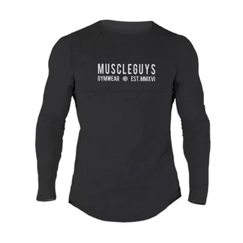Muscleguys Marca 2021 Gimnasios Ropa Apretada camiseta de Fitness de Mens T-shirt homme Silm Fit de Manga Larga T camisa Masculina Medias Camiseta