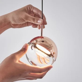 Nórdicos Loft en Oro Rosa de una Bola de cristal Colgante de la Luz de la Personalidad del Diseñador Pasillo de la Barra de la Sala de estar de la Mesilla de Suspensión lámparas
