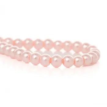 DoreenBeads de Cristal de imitación de perlas de Perlas Redondas de color Rosa Alrededor de 4 mm(1/8
