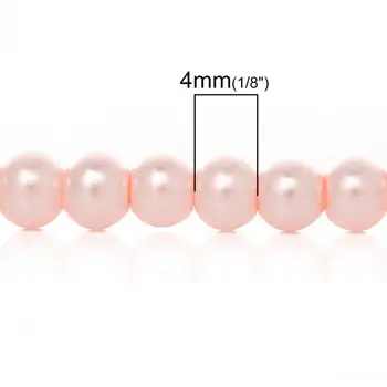 DoreenBeads de Cristal de imitación de perlas de Perlas Redondas de color Rosa Alrededor de 4 mm(1/8