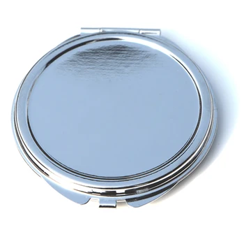 La Etiqueta privada Espejo Compacto favorece la Ronda de Metal Plateado Espejo de Maquillaje