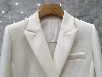 Otoño chaqueta de las mujeres en mangas de doble botonadura blanca chaqueta asimétrica de volantes del traje de chaqueta mujer blaser feminino
