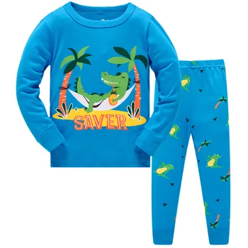 2020 niños pijamas de conjuntos de ropa de niños del Bebé Dinosaurio de Bomberos pijamas de niños del bebé de tigre de dibujos animados de manga larga T-shirt+Pantalones 2pcs