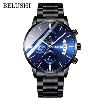 Reloj de los hombres de Lujo de la Marca BELUSHI High-end Hombre Casual de Negocios Relojes para Hombre Impermeable de los Deportes de Cuarzo reloj de Pulsera relogio masculino